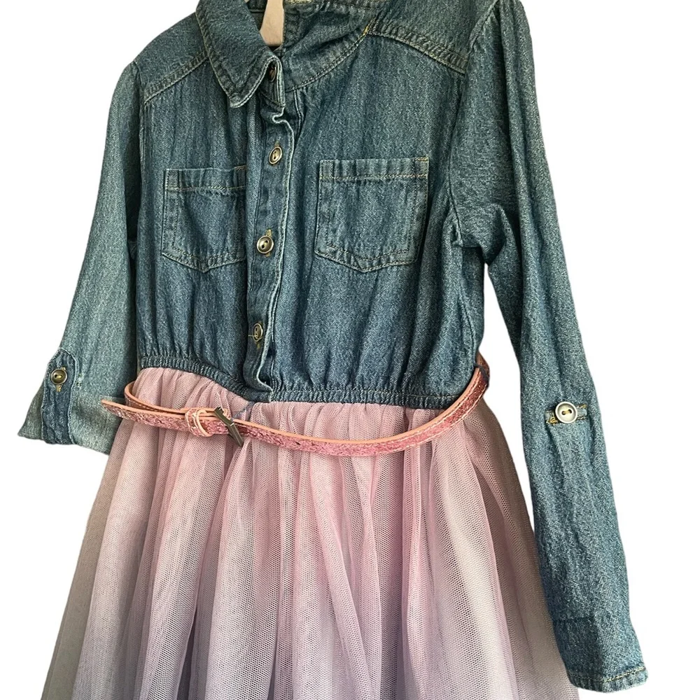 Zunie jean and tulle belted dress